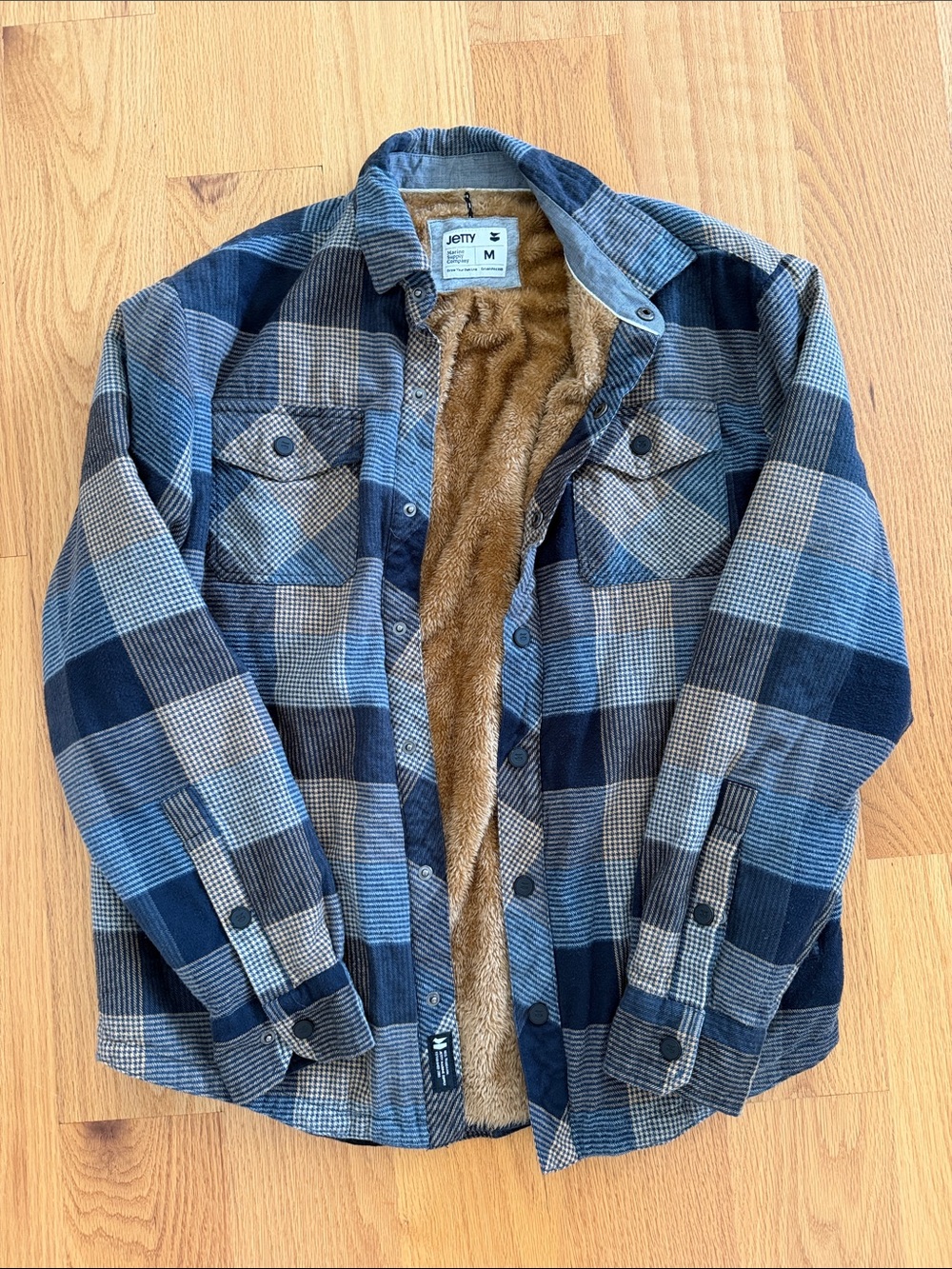 Men's Blue Plaid Sherpa-Lined Shirt Jacket